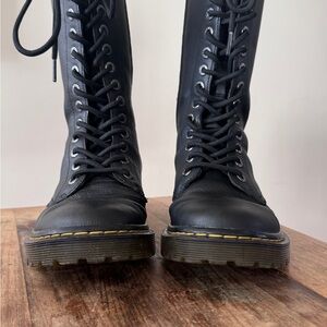 Black Dr. Marten 12" Lace-Up Combat Boots with inner zipper EUC